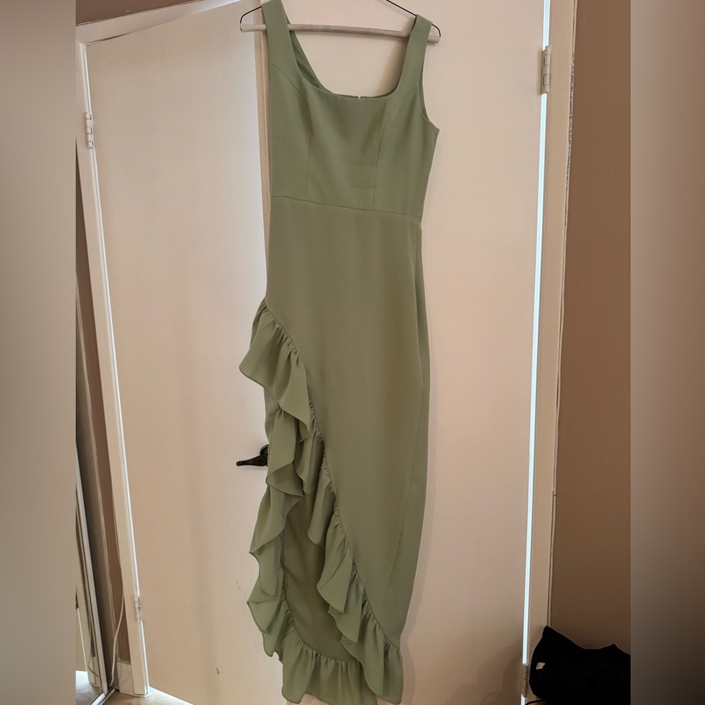 Dress The Population- Charlene Ruffle Gown Sage - Picture 4 of 5